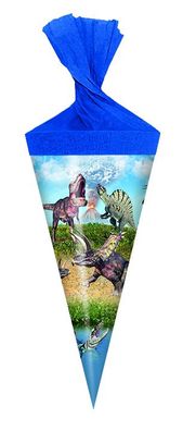 Motiv Deko Schultüte / Zuckertüte / Länge: 15cm / rund / "Dinotopia"