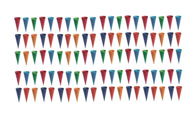 100 Deko Schultüten / Länge: 12,5cm / 6 verschiedene Farben