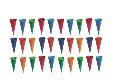 30 Deko Schultüten / Länge: 12,5cm / 6 verschiedene Farben