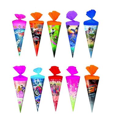 10x Schultüte 25cm Zuckertüte rund