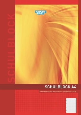 4 Schulblöcke Schulblock kariert DIN A4 Schreibblock
