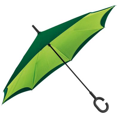 Umgekehrter Regenschirm mit Griff zum Einhängen am Handgelenk / Farbe: apfelgrün