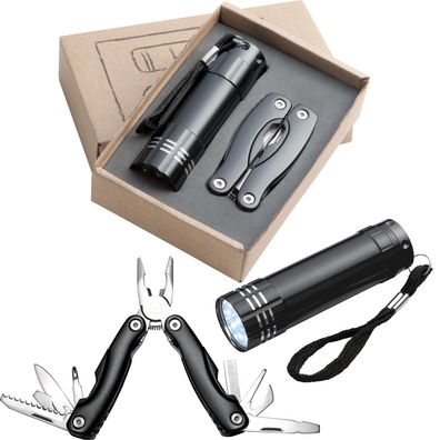 Set bestehend aus Taschenlampe und Taschenmesser / Multitool
