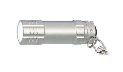 LED Taschenlampe / aus Metall mit Karabinerhaken / Farbe: silber