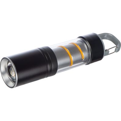 Wiederaufladbare COB-Taschenlampe / aus Metall / Farbe: silber-schwarz