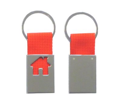 Metall-Schlüsselanhänger "Haus" / Farbe: rot