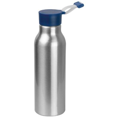 Alu Trinkflasche / Füllvermögen von 600 ml / mit blauen Silikondeckel