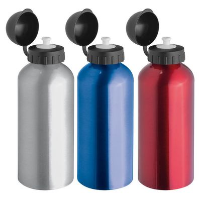3x Aluminium Trinkflasche / Sportverschluss / Sportflasche / je 1x grau, ot, lau