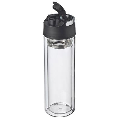 Doppelwandige Glasflasche / Trinkflasche / mit Siebeinsatz / 400ml Füllvermögen