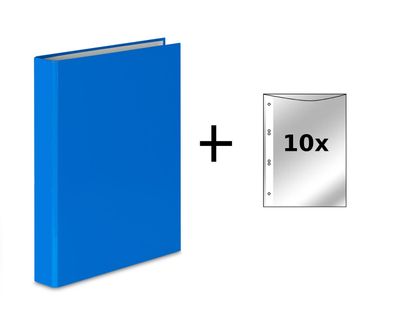 Ringbuch / DIN A5 / 2-Ring Ordner / Farbe: hellblau + 10 Prospekthüllen