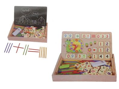 Lernspielzeug / Lernset / mit Tafel, Kreiden, 110 Zahlstäbchen und Zahlen