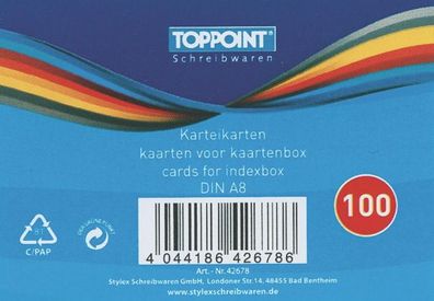 100 Stylex Karteikarten DIN A8 weiss liniert 52x74mm