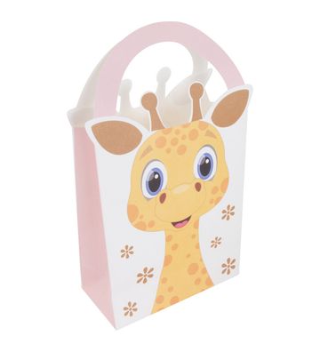 4 Tragetaschen aus Papier / ca. 22 x 12 cm / Geschenkbeutel / "Giraffe"