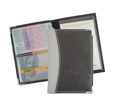 Ausweistasche / KFZ Schein Schutzhülle / Farbe: schwarz-grau