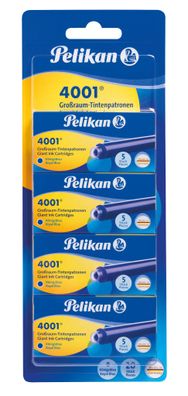 20 Pelikan Großraum Tintenpatronen 4001&reg; / Füllerpatronen / Farbe: königsblau