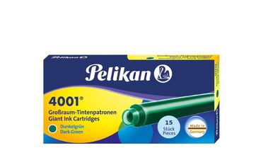15 Pelikan Großraum Tintenpatronen 4001&reg; / Füllerpatronen / Farbe: dunkelgrün