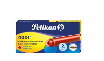 5 Pelikan Großraum Tintenpatronen 4001&reg; / Füllerpatronen / Farbe: brillant-rot