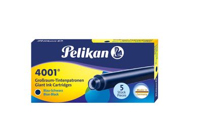 5 Pelikan Großraum Tintenpatronen 4001&reg; / Füllerpatronen / Farbe: blau-schwarz