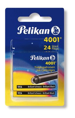 24 Pelikan Tintenpatronen 4001&reg; / Füllerpatronen / Farbe: brilliant schwarz