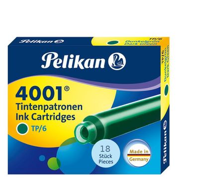 18 Pelikan Tintenpatronen 4001&reg; / Füllerpatronen / Farbe: dunkelgrün