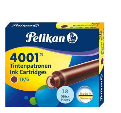 18 Pelikan Tintenpatronen 4001&reg; / Füllerpatronen / Farbe: brilliant-braun