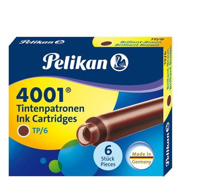6 Pelikan Tintenpatronen 4001&reg; / Füllerpatronen / Farbe: brilliant-braun