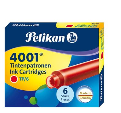 6 Pelikan Tintenpatronen 4001&reg; / Füllerpatronen / Farbe: brillant-rot