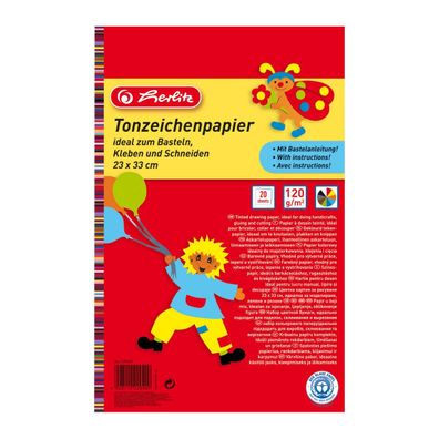 20 Blatt Herlitz Tonzeichenpapier / 23x33cm / 120g/m&sup2; / 10 verschiedene Farben