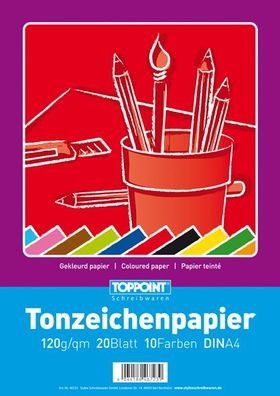 Tonzeichenpapier DIN A4 120g 20 Blatt 10 Farben