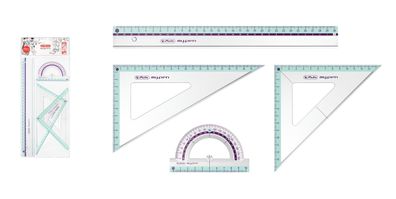 Herlitz Geometrie-Set 4tlg / 2x Geo-Dreieck, Lineal, Winkelmesser / Farbe: ürkis