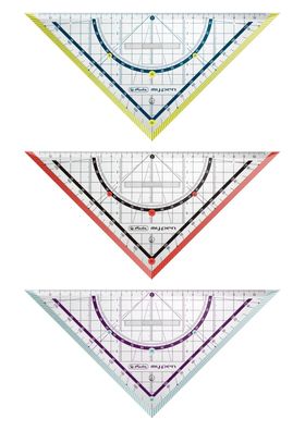 3x Herlitz Geometriedreieck "my. pen" / 25cm / mit Griff / 3 verschiedene Farben
