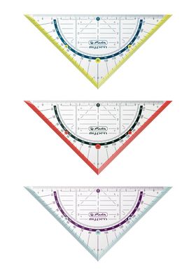 3x Herlitz Geometriedreieck "my. pen" / 16cm / 3 verschiedene Farben