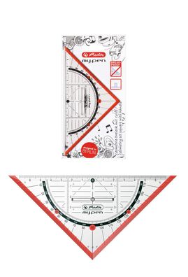 Herlitz Geometriedreieck "my. pen" / 16cm / mit Griff / Farbe: rot