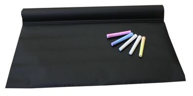 Tafelfolie 45 x 200cm selbstklebend incl. 5 Stangen farbige Tafelkreide