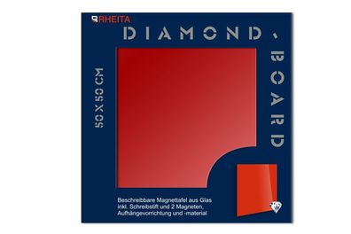 Glas Magnettafel Memoboard Pinwand incl. Magnete + Stift 50x50cm / / /rbe: rot