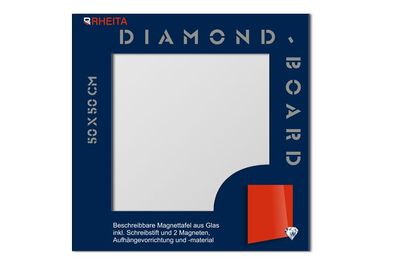 Glas Magnettafel Memoboard Pinwand incl. Magnete + Stift 50x50cm / / /rbe: weiß