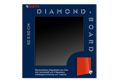 Glas Magnettafel Memoboard Pinwand incl. Magnete + Stift 50x50cm / / /rbe: schwarz