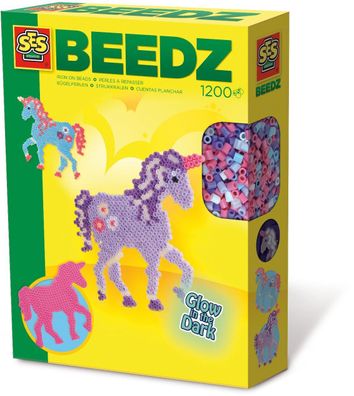1200 Bügelperlen-Set "Einhorn" / nachtleuchtend