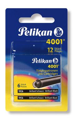 12 Pelikan Tintenpatronen 4001&reg; / Füllerpatronen / Farbe: brilliant schwarz