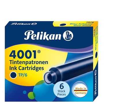 6 Pelikan Tintenpatronen 4001&reg; / Füllerpatronen / Farbe: blau-schwarz