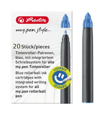 20 Herlitz Tintenroller-Patronen "my. pen" / königsblau