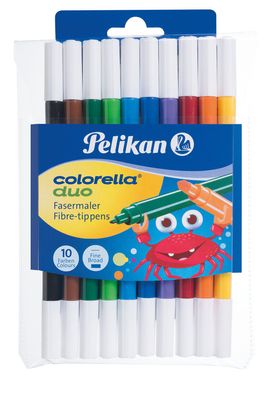 10 Pelikan Fasermaler Colorella&reg; Duo / dick und dünn / 10 verschiedene Farben