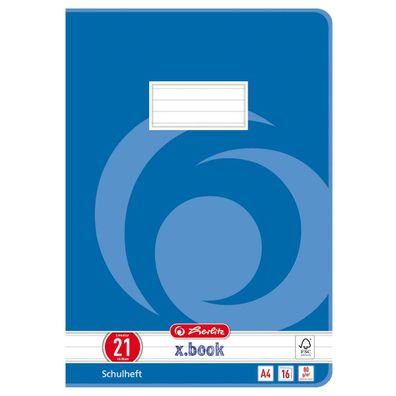 5 Herlitz Schulhefte / DIN A4 / 16 Blatt / Lineatur 21