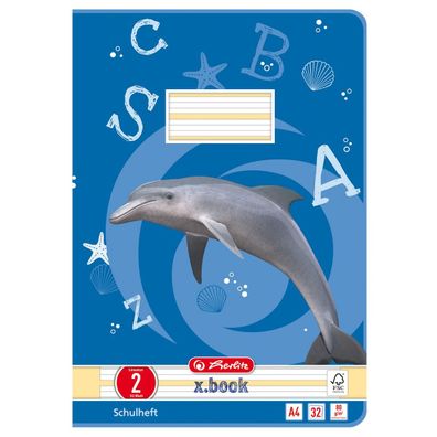 5 Herlitz Schulhefte / DIN A4 / 32 Blatt / Lineatur 02