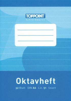 Oktavheft liniert DIN A6 Schulheft