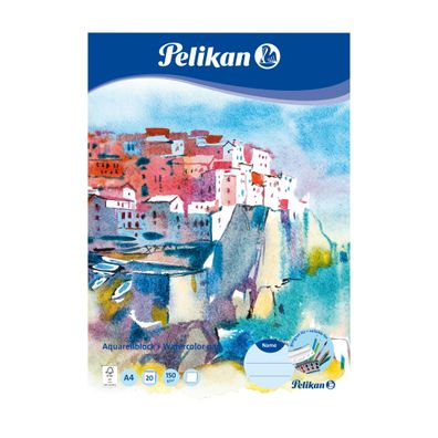 Pelikan Aquarell-Malblock / 20 Blatt / DIN A4 / 150g/m&sup2; / Farbe: weiß