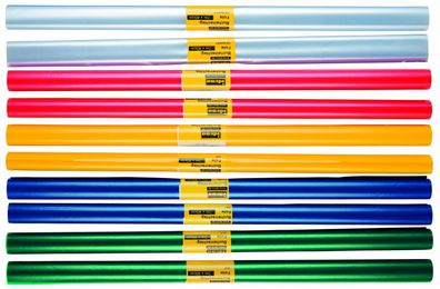 10 Rollen Bucheinbandfolie / Buchfolie / 2m x 40cm / 5 verschiedene Farben