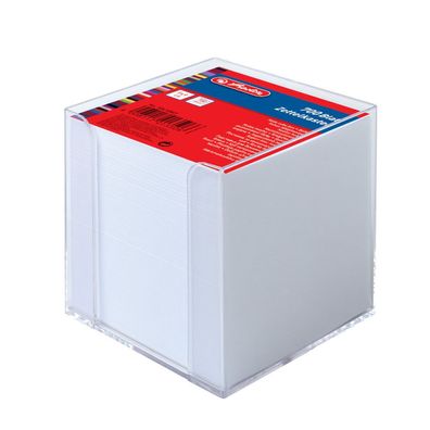 Herlitz Zettelbox / incl. 700 Bl. Notizblätter / 9x9x9cm / Farbe: transparent