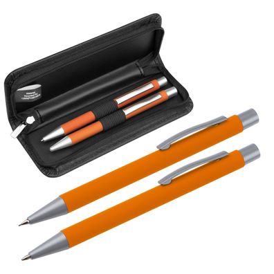 Metall-Schreibset / mit Kugelschreiber und Bleistift / Farbe: orange