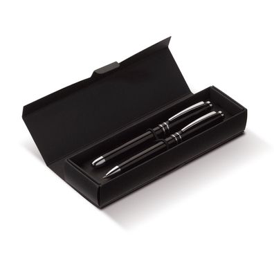Schreibset / bestehend aus Kugelschreiber und Rollerball / Farbe: schwarz